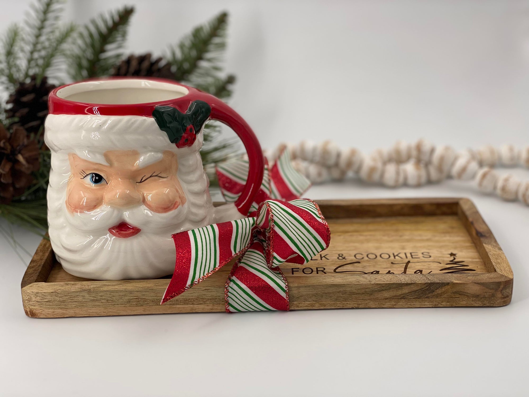 Milk & Cookies Tray with Santa Mug