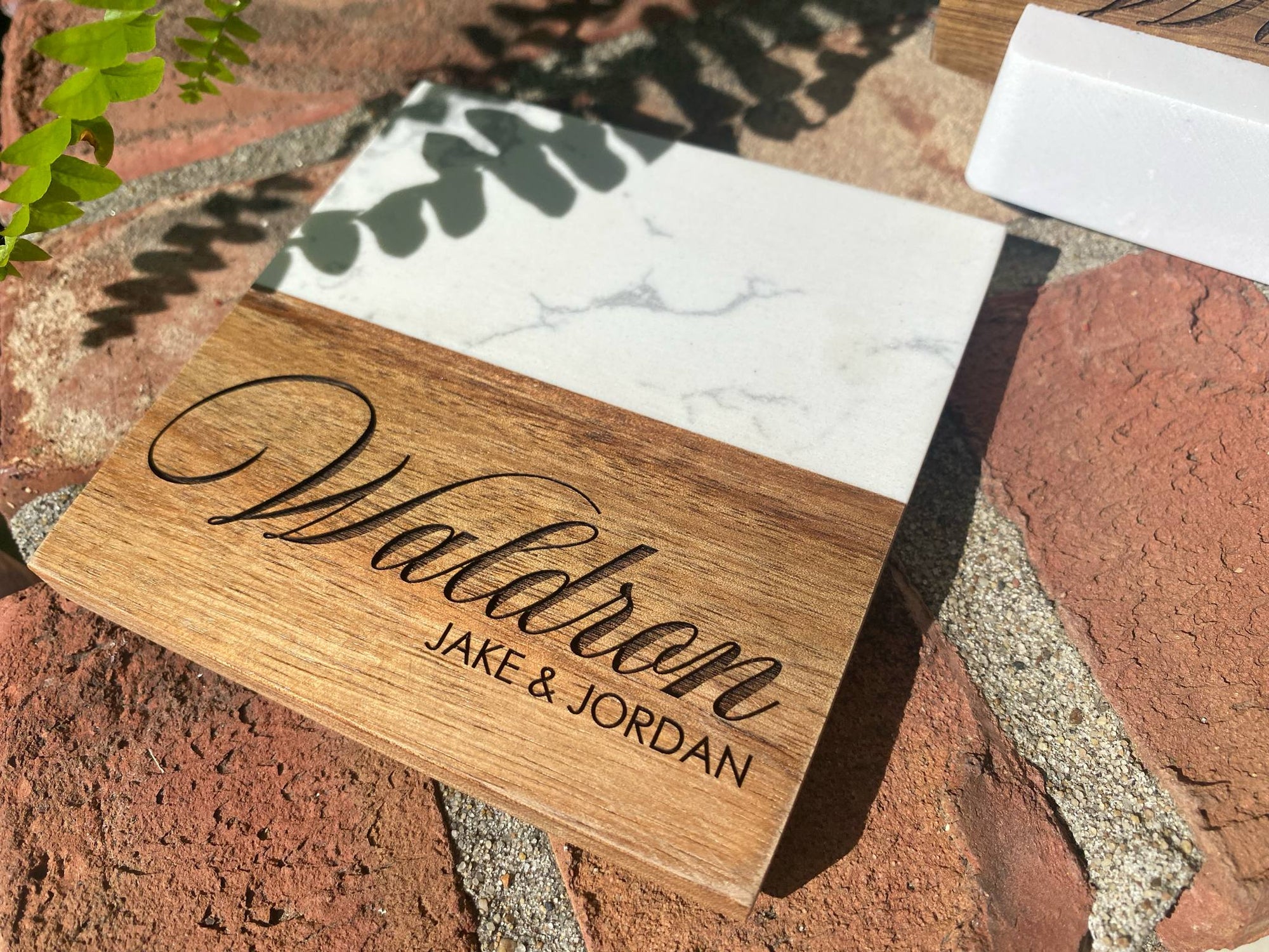 Personalized Marble & Acacia Wood Coasters