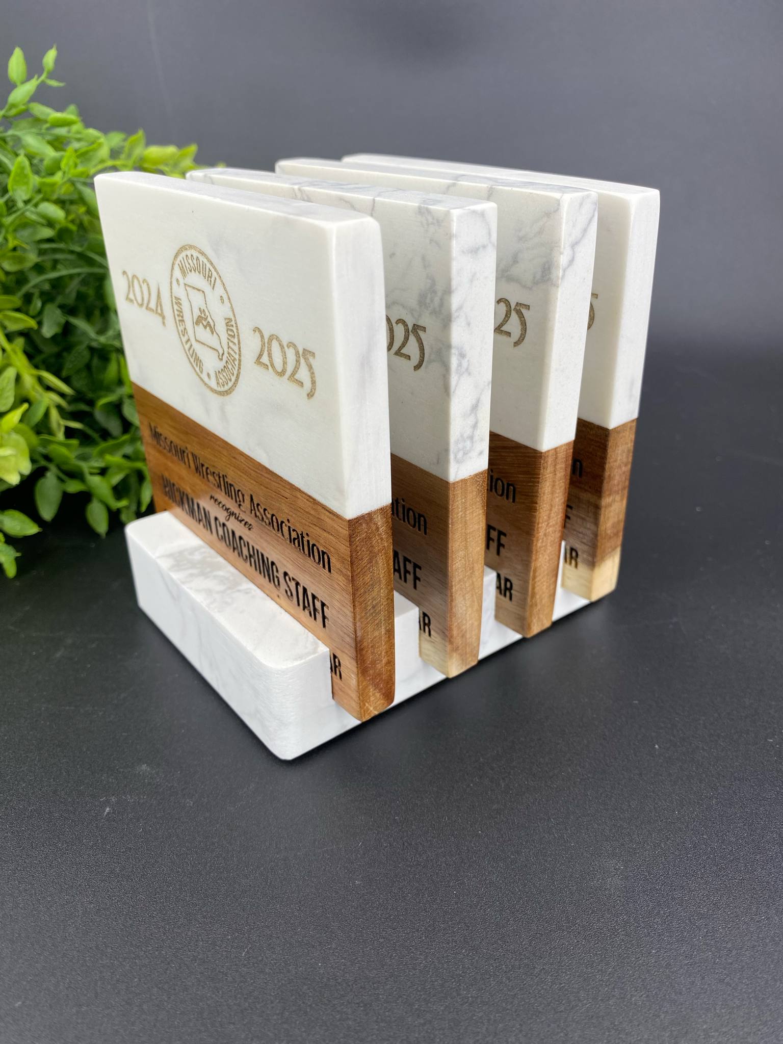 Personalized Marble & Acacia Wood Coasters